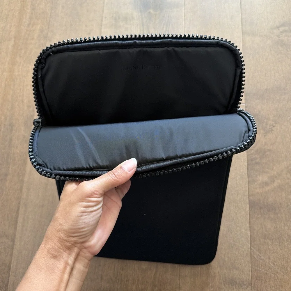 Dagne Dover Padded Laptop Sleeve Black Zipper Minimalist Used No Strap